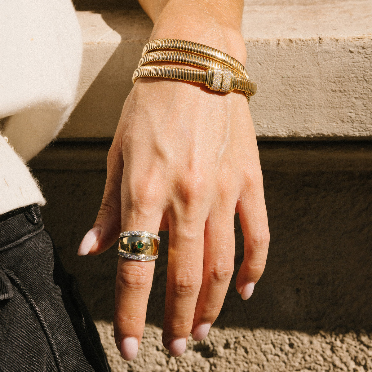 Bracelet Tubogas en or jaune et diamants