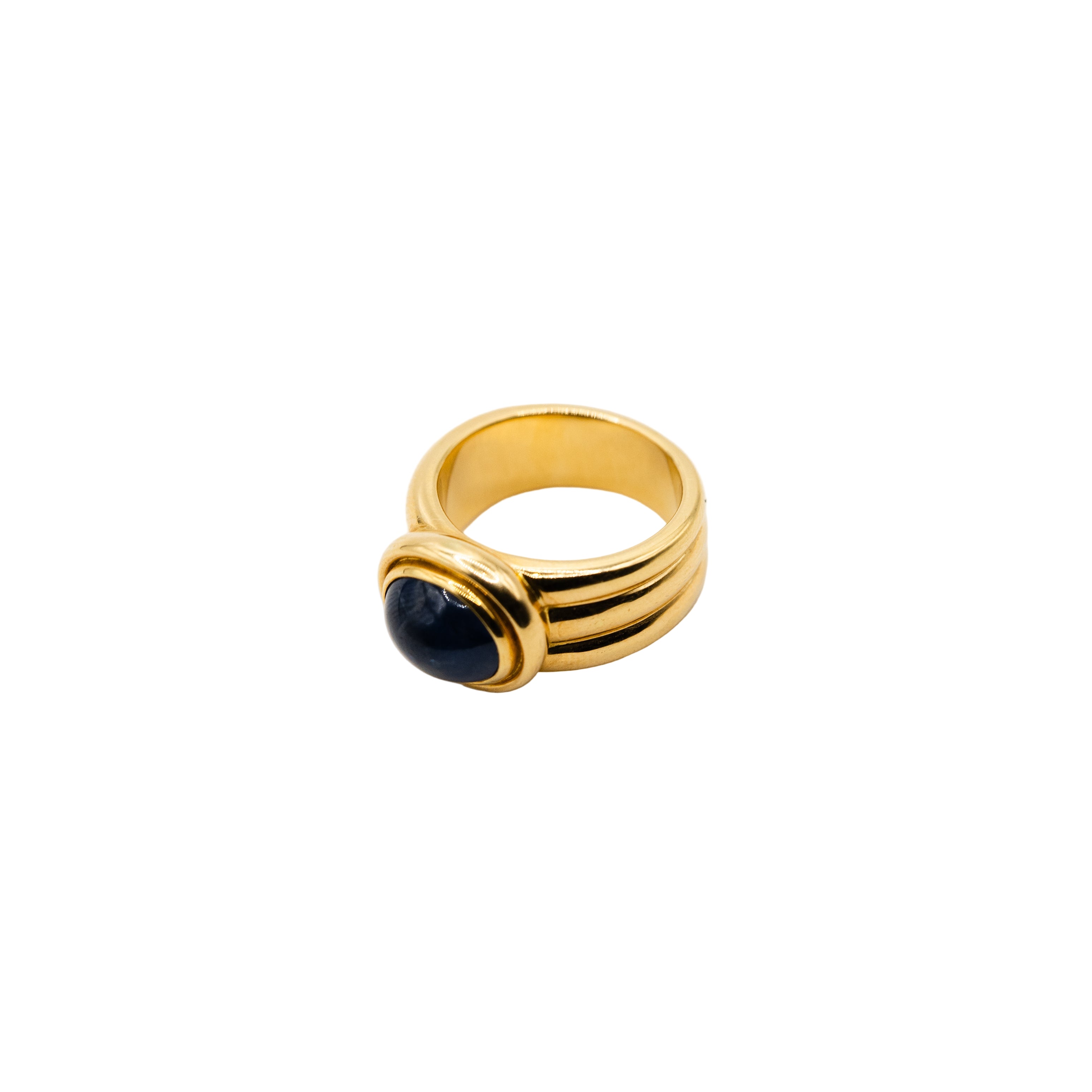 Bague Jonc en or jaune et saphir