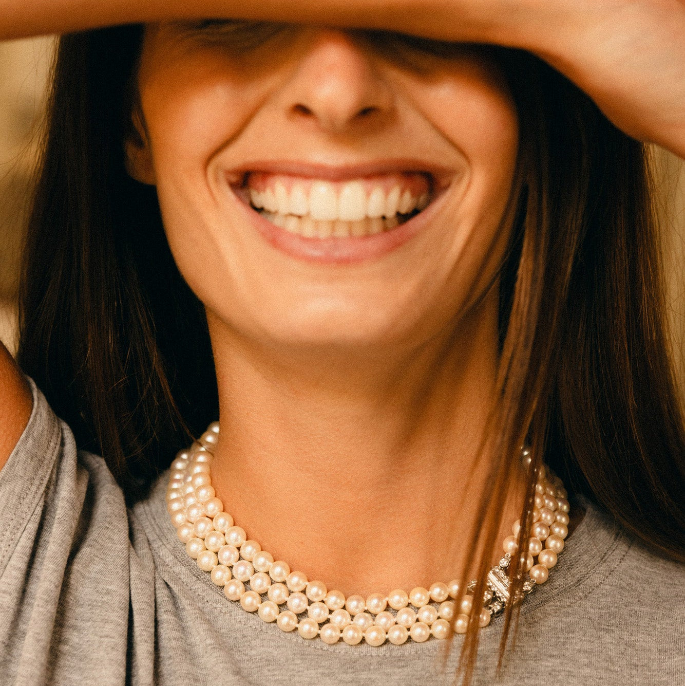 Collier Perles CARTIER en or blanc, platine et diamants