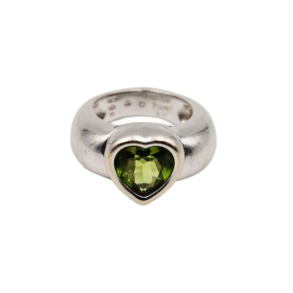Bague Jonc PIAGET "Coeur" en or blanc et péridot