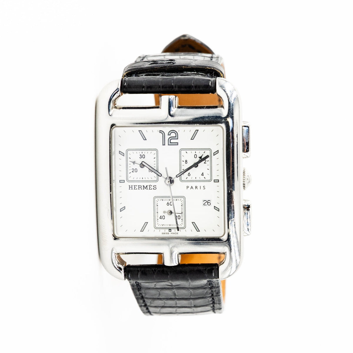 Montre HERMÈS Cape Cod Chrono en acier et cuir