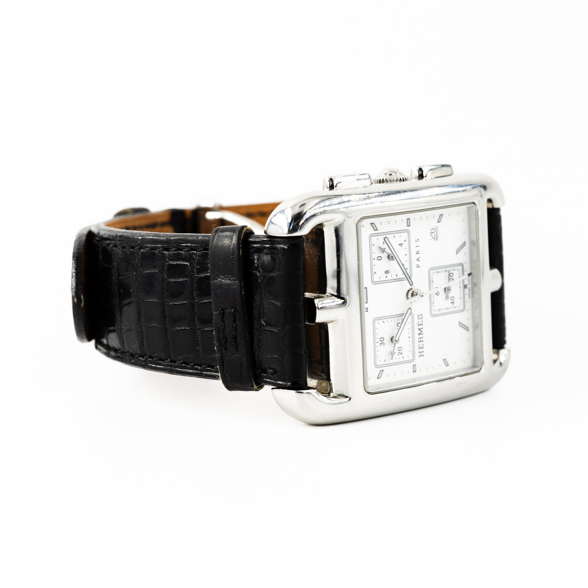 Montre HERMÈS Cape Cod Chrono en acier et cuir