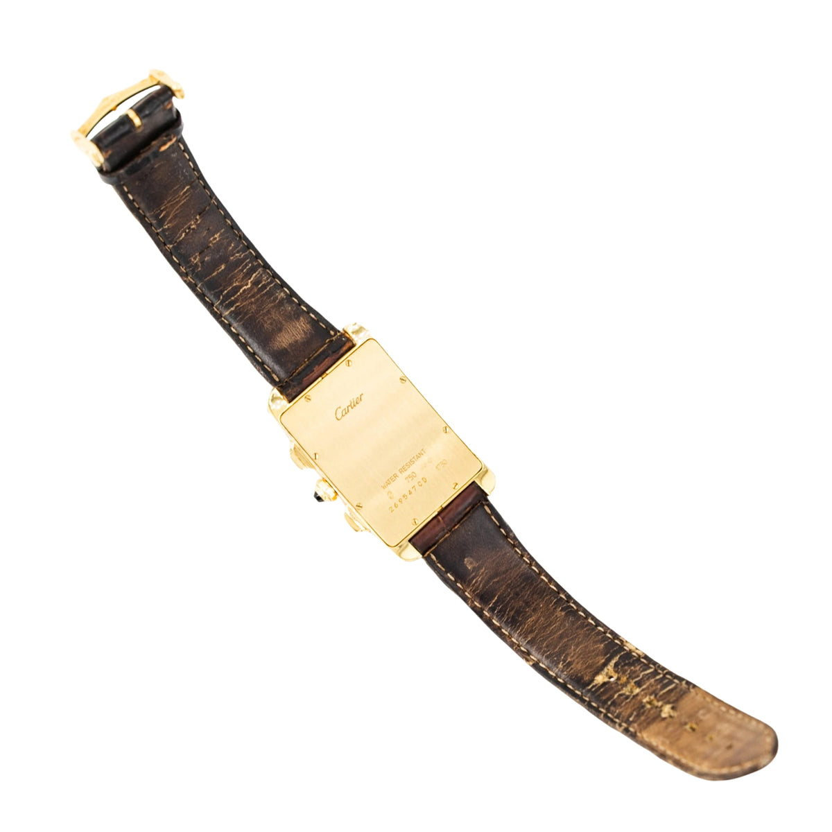Montre CARTIER "Tank Américaine Chronoflex" en or jaune et cuir