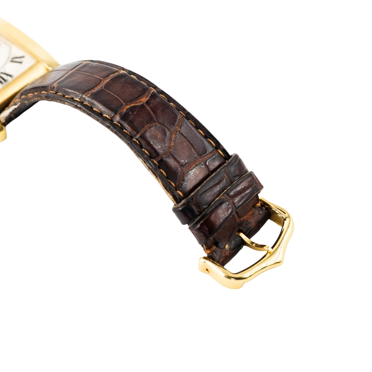 Montre CARTIER "Tank Américaine Chronoflex" en or jaune et cuir