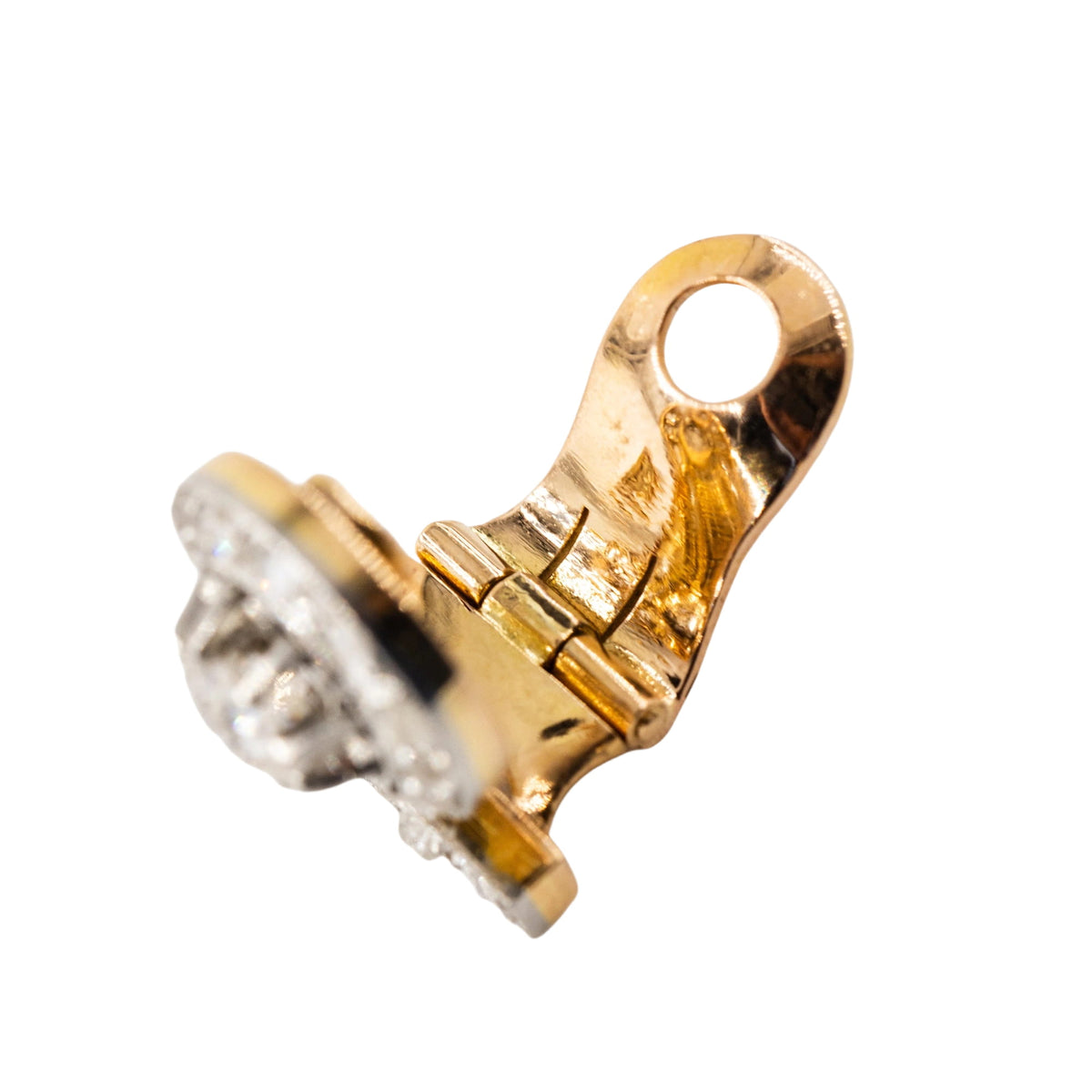 Boucles d'oreilles Clips Art Déco en platine, or jaune et diamants