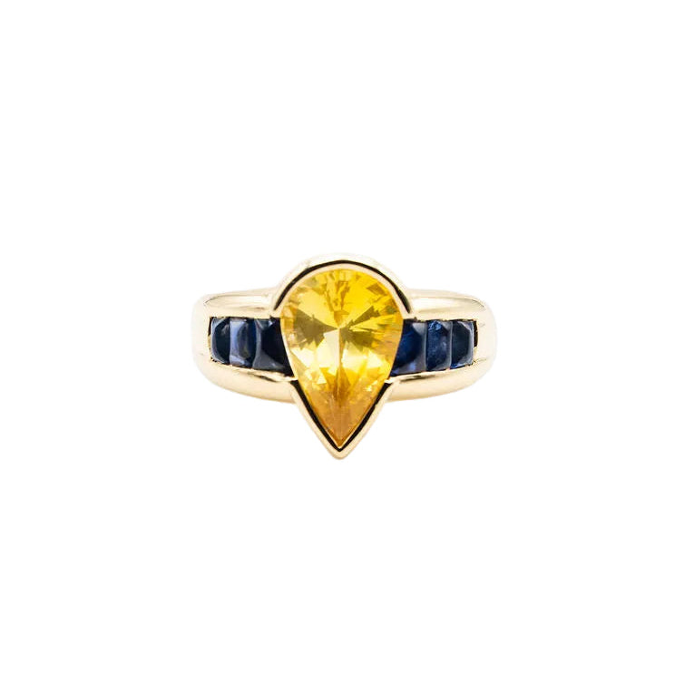 Bague Jonc en or jaune et saphirs