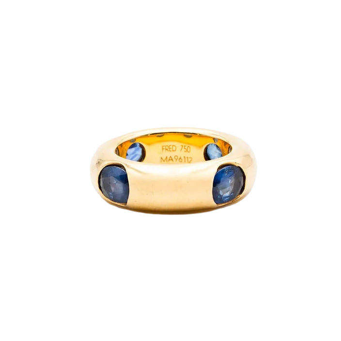 Bague Jonc FRED en or jaune et saphirs