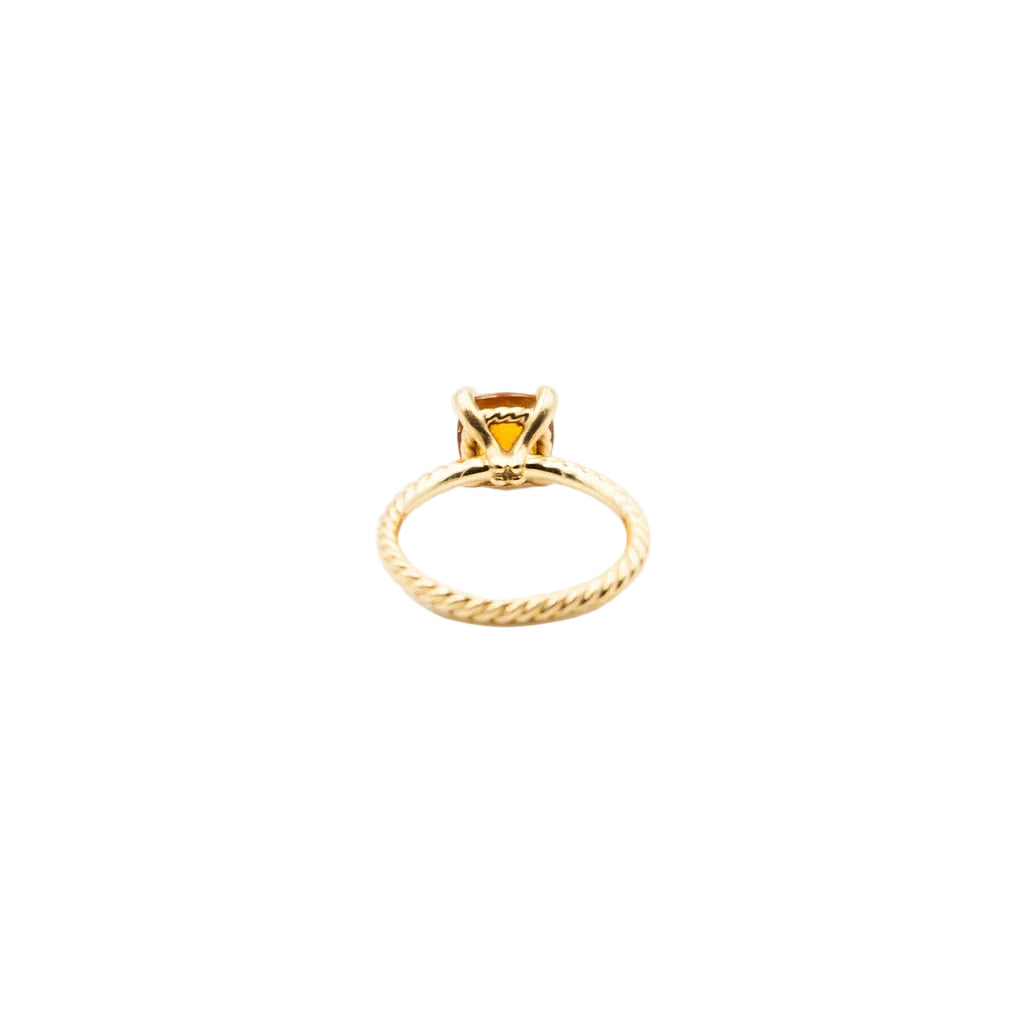 Bague Solitaire DAVID YURMAN "Chatelaine" en or jaune, citrine et diamants