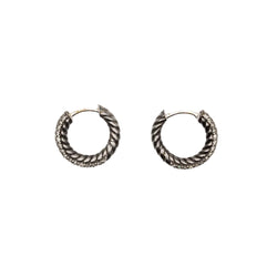 Boucles d'oreilles Créoles DAVID YURMAN en argent noirci et diamants