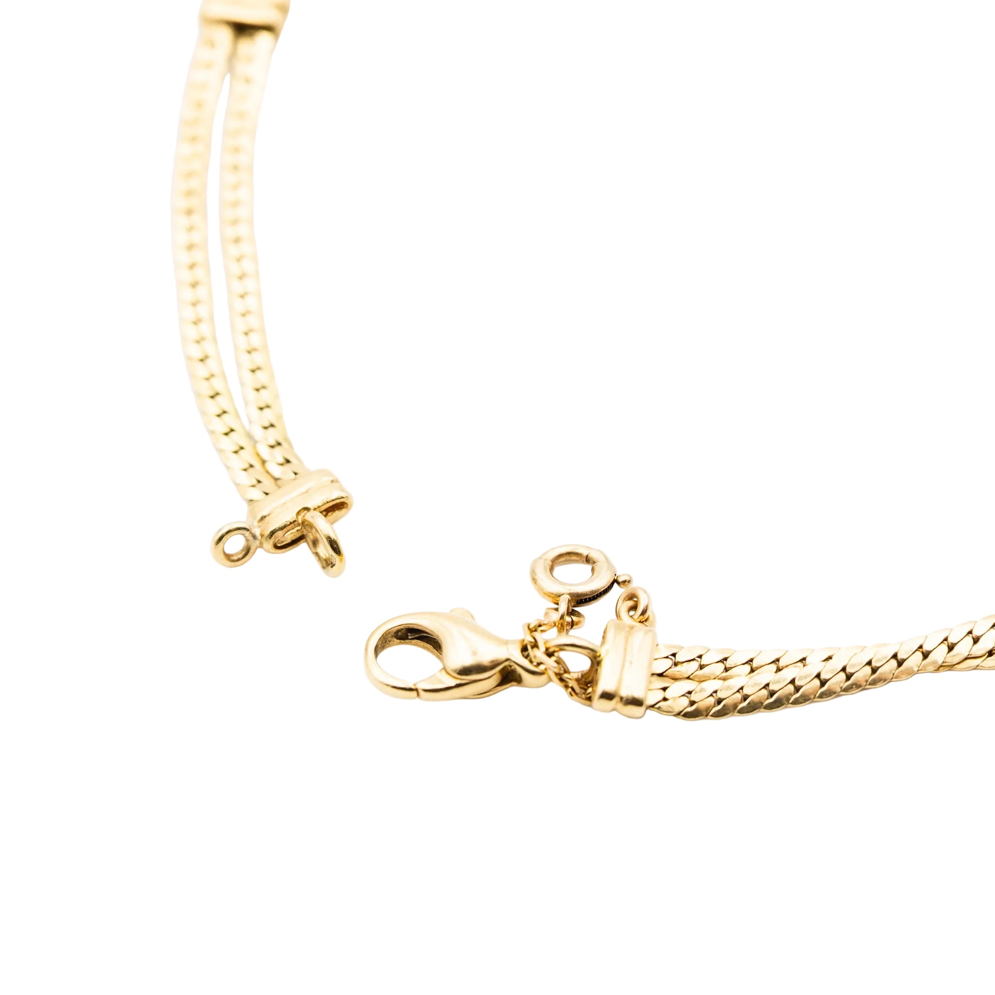 Collier en or jaune, citrines, grenats, péridots, topaze bleue, tourmalines roses, rubis et diamants