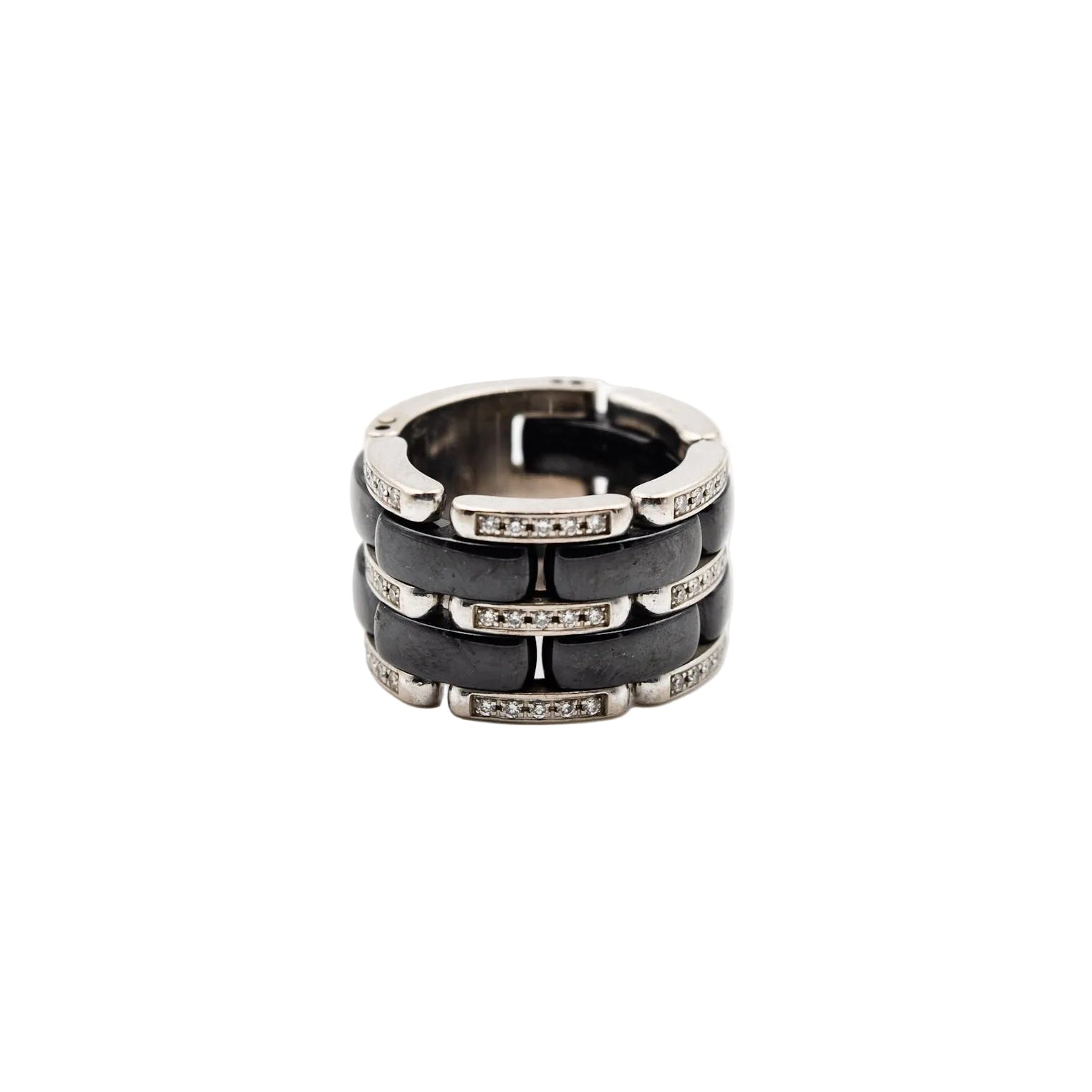 Bague CHANEL Ultra en or blanc, céramique noire et diamants