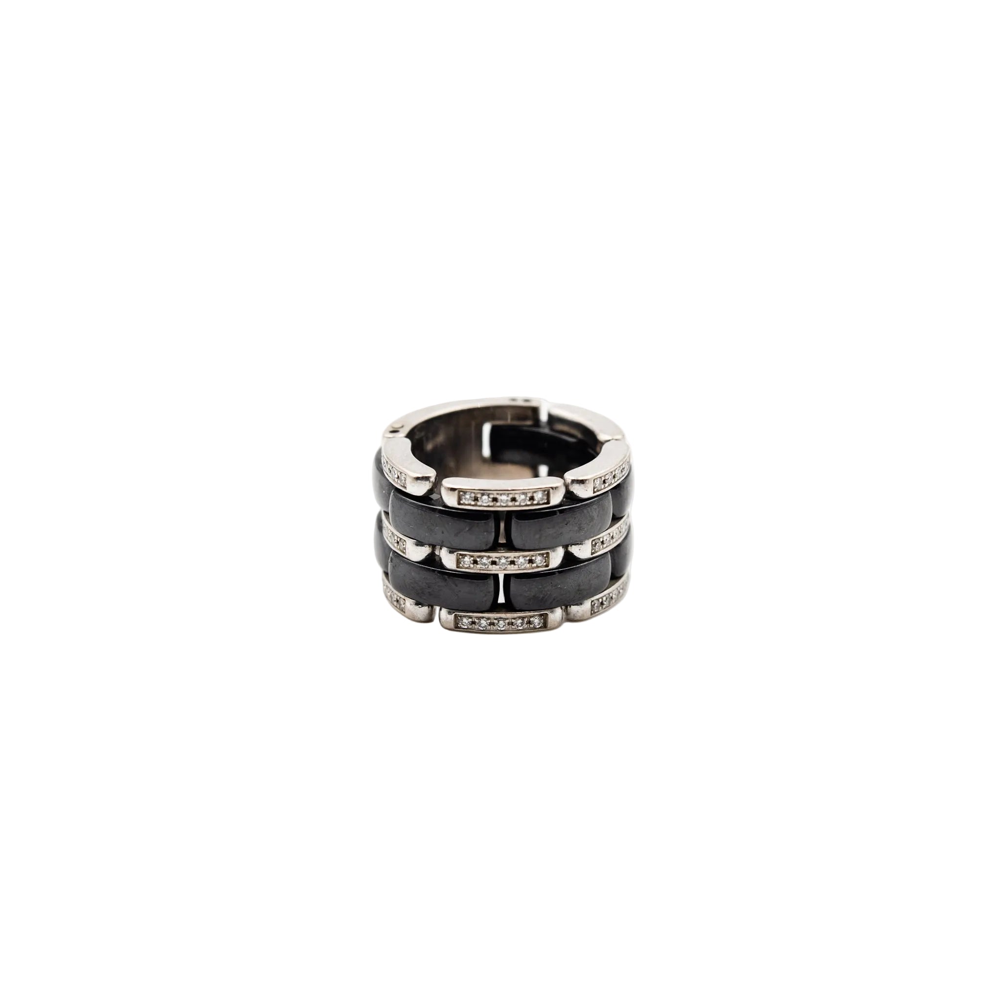 Bague CHANEL "Ultra" en or blanc, céramique noire et diamants