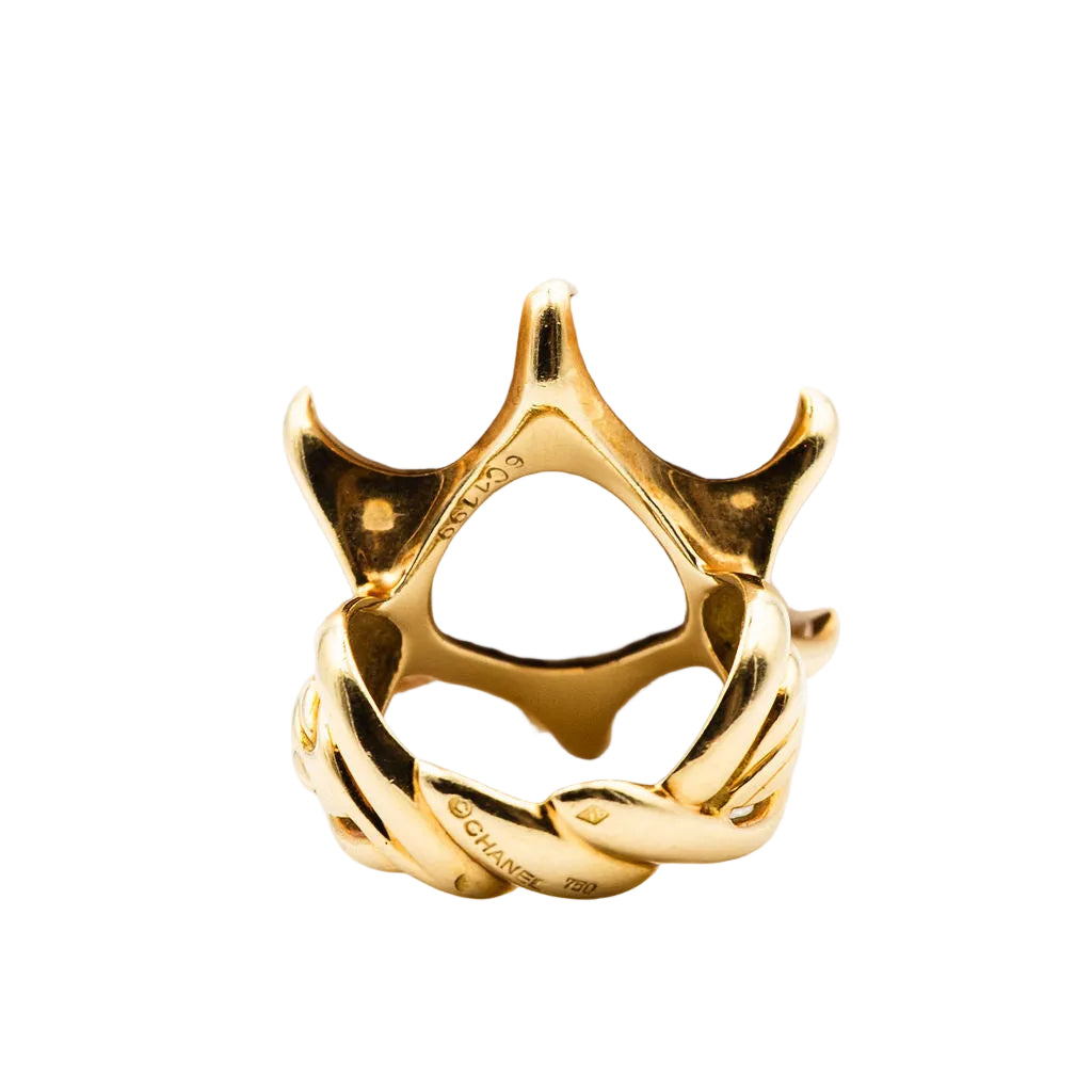 Bague Cocktail CHANEL "Camélia" en or jaune et agate