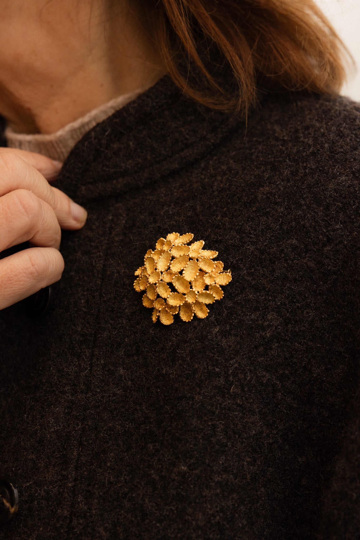Broche pendentif Vintage fleurs en or jaune