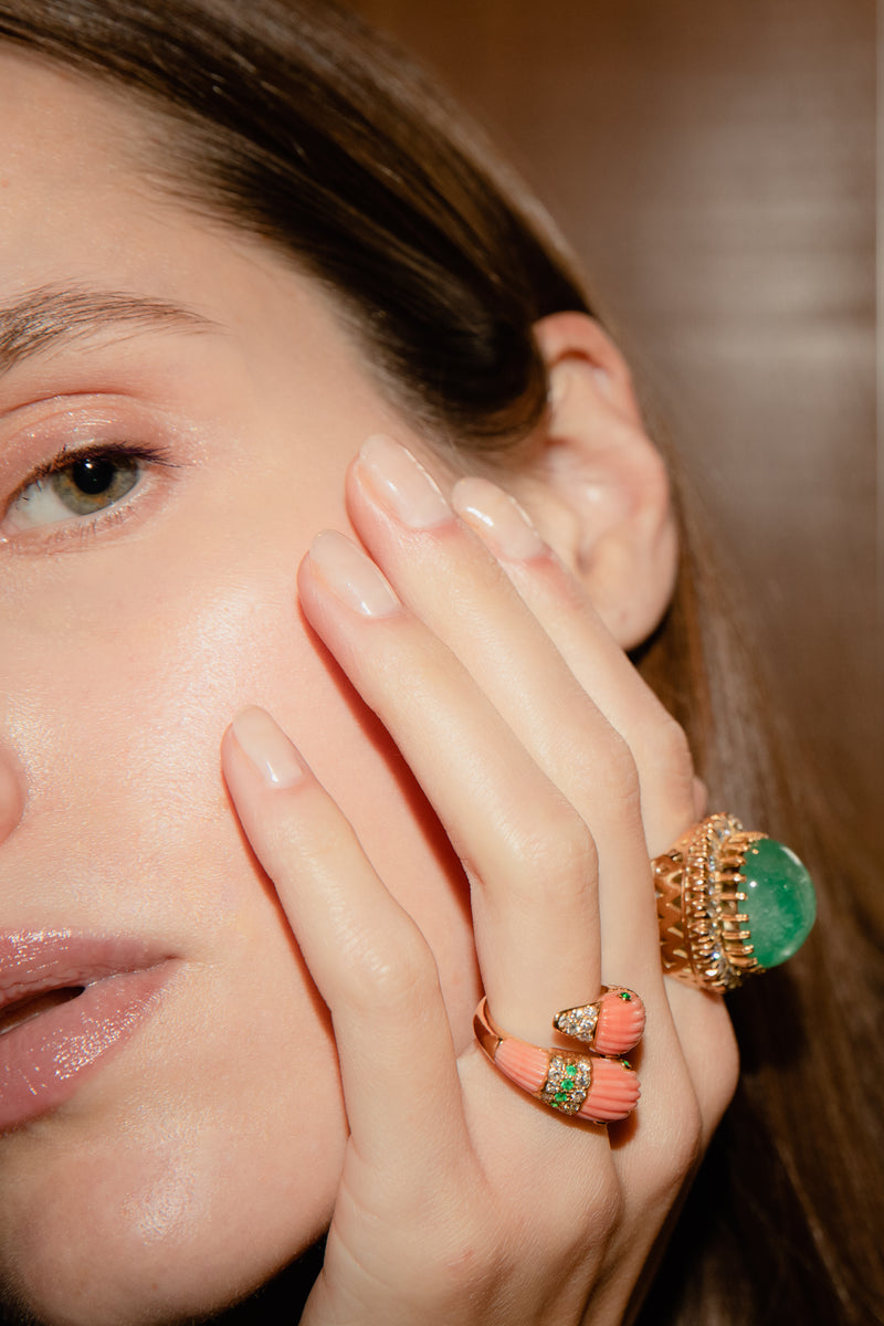 Bague Tank en or rose et saphirs – Castafiore