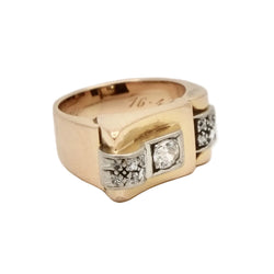 Bague tank or rose asymétrique