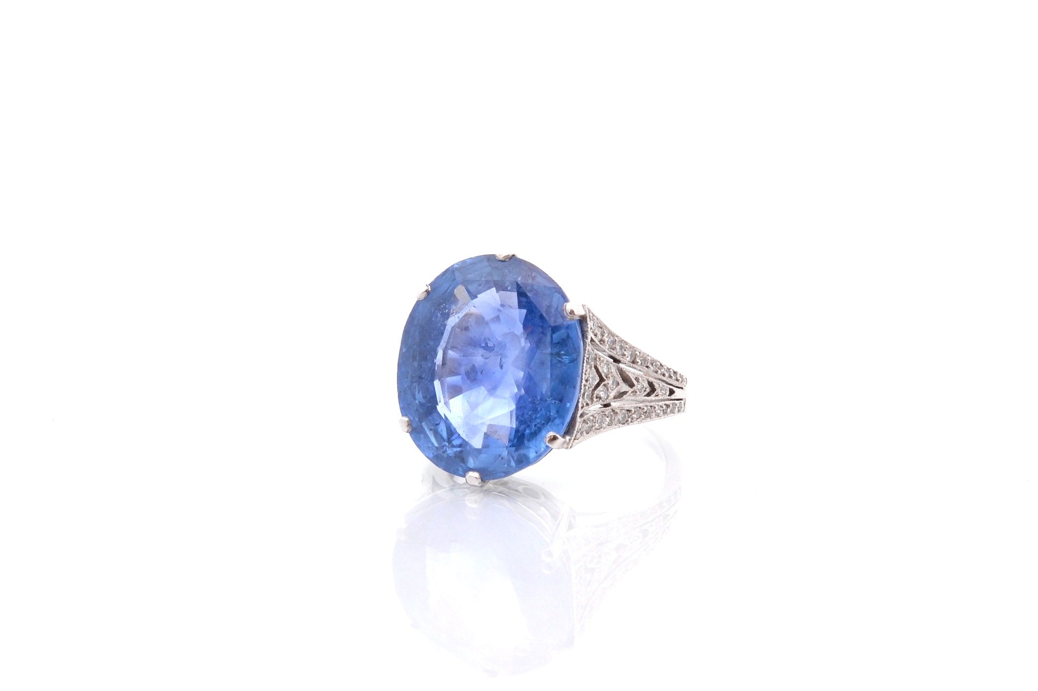 Bague saphir de Ceylan de 18,49 carats en platine (Copie)