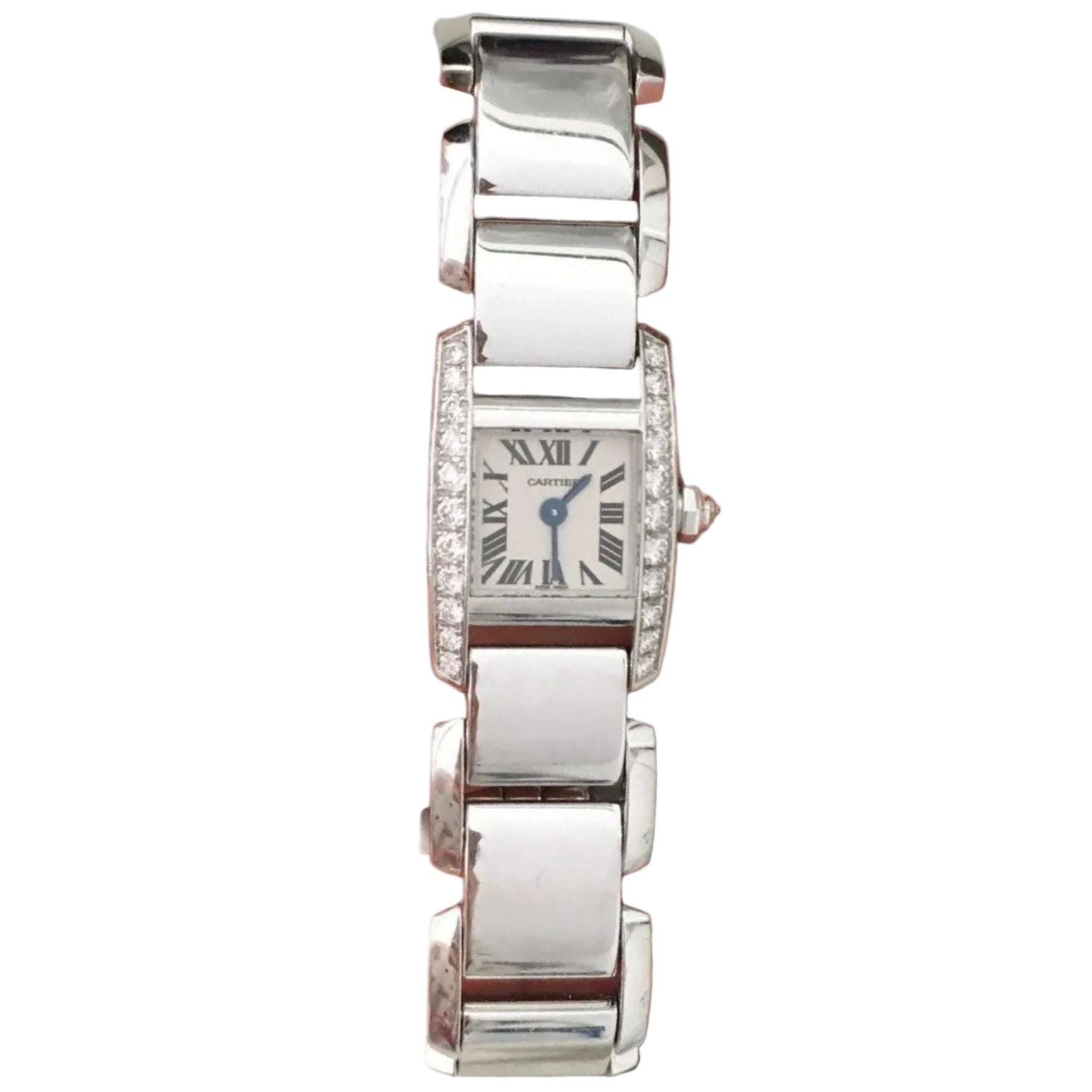 Montre CARTIER "Tankissime" PM en or blanc, acier et diamants