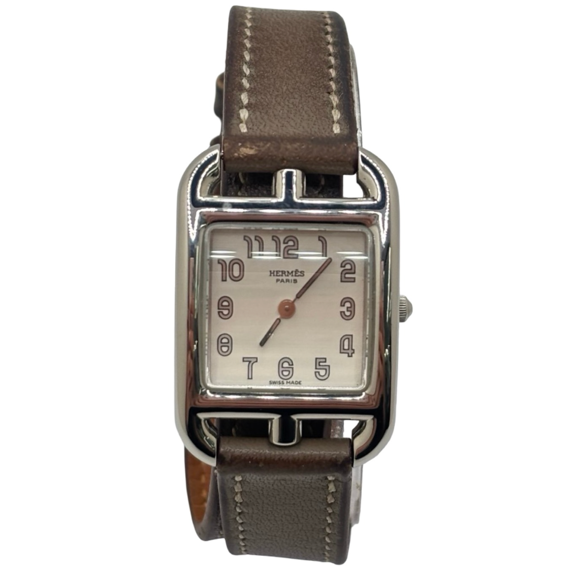 Montre HERMÈS "Cape Cod" PM en acier et cuir