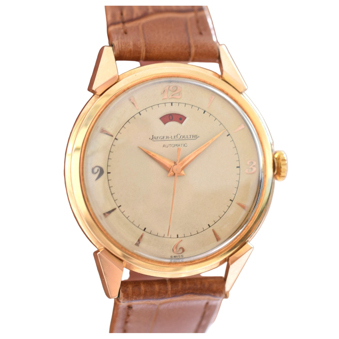Montre JAEGER-LECOULTRE "Power Reserve 40h" en or rose et cuir