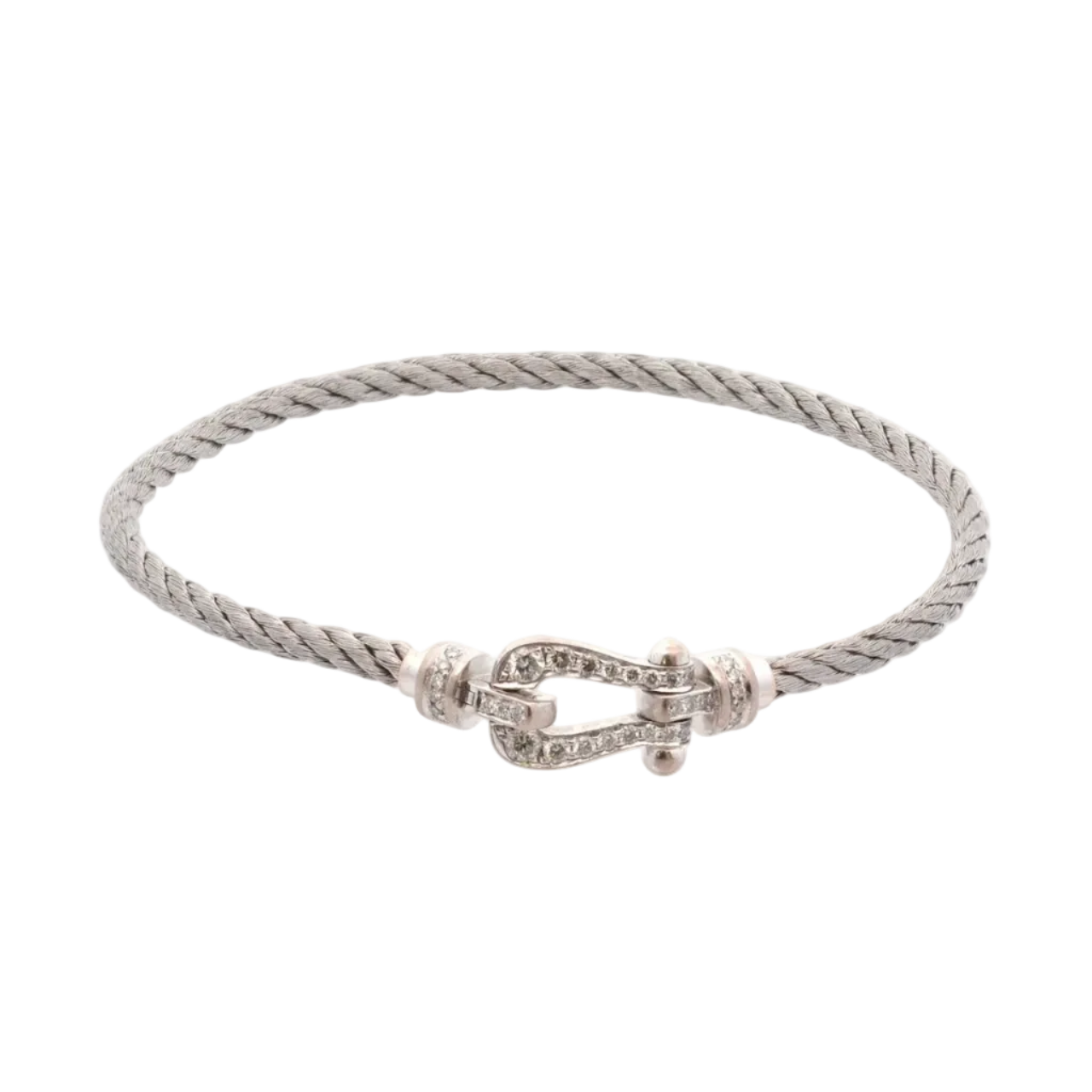 Bracelet FRED "Force 10" MM en or blanc, acier et diamants