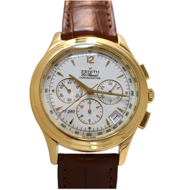 Montre ZENITH "El Primero" en or jaune et cuir