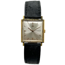 Montre JAEGER-LECOULTRE Vintage Carrée plaqué or, argent, acier et cuir