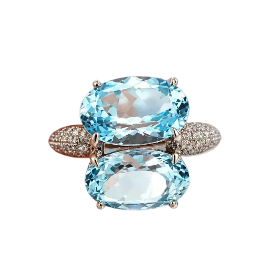 Bague Cocktail en or blanc, topazes et diamants
