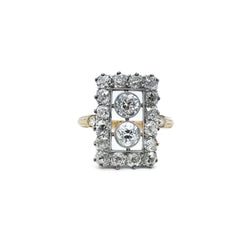 Bague rectangle diamants