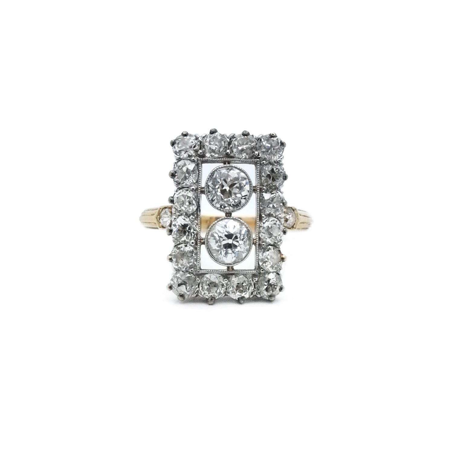 Bague rectangle diamants