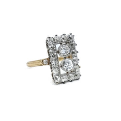 Bague rectangle diamants