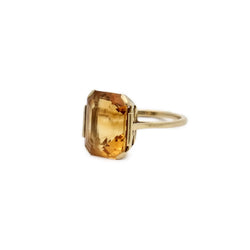 Bague citrine à pans coupés