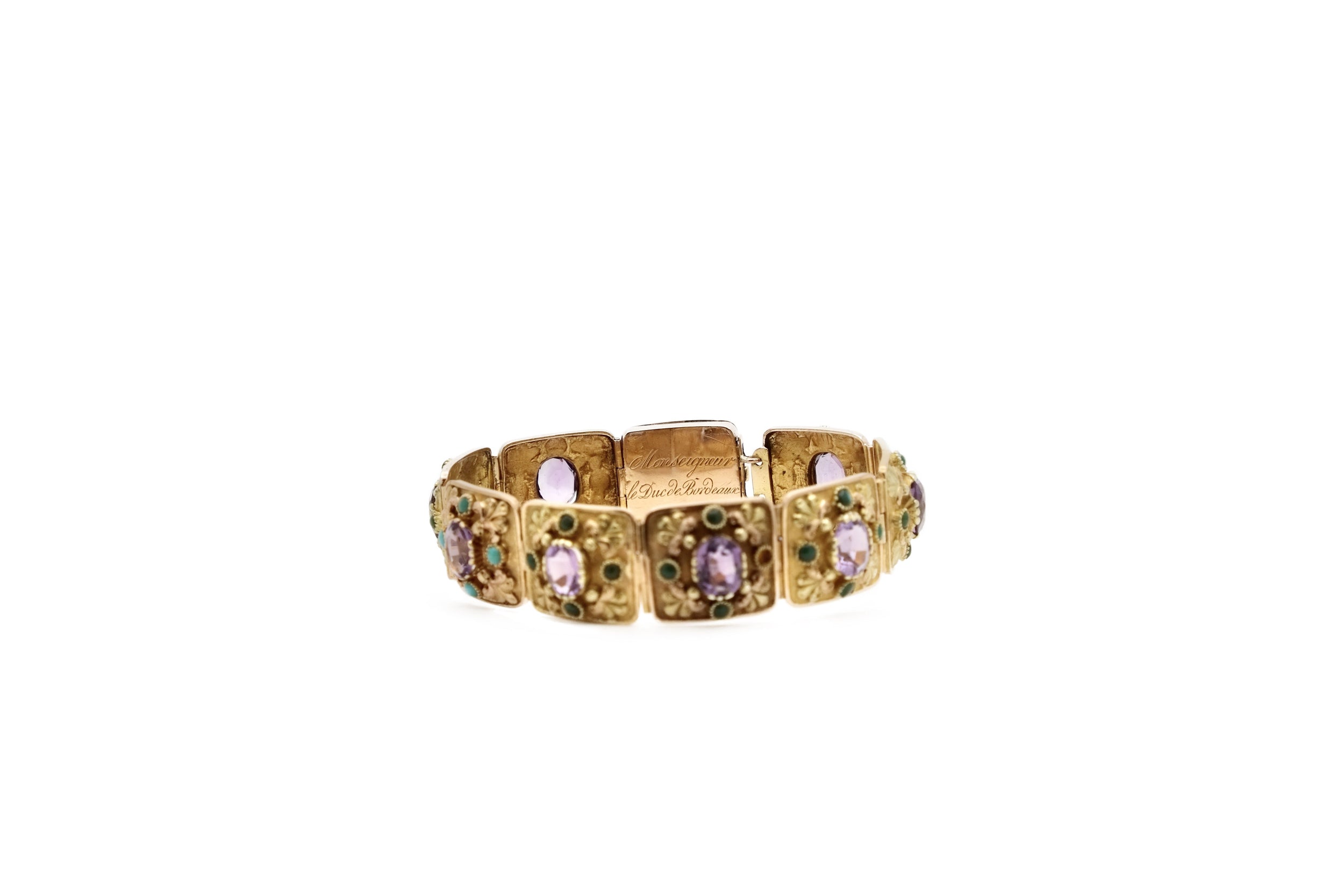 Bracelet ancien améthystes et turquoises
