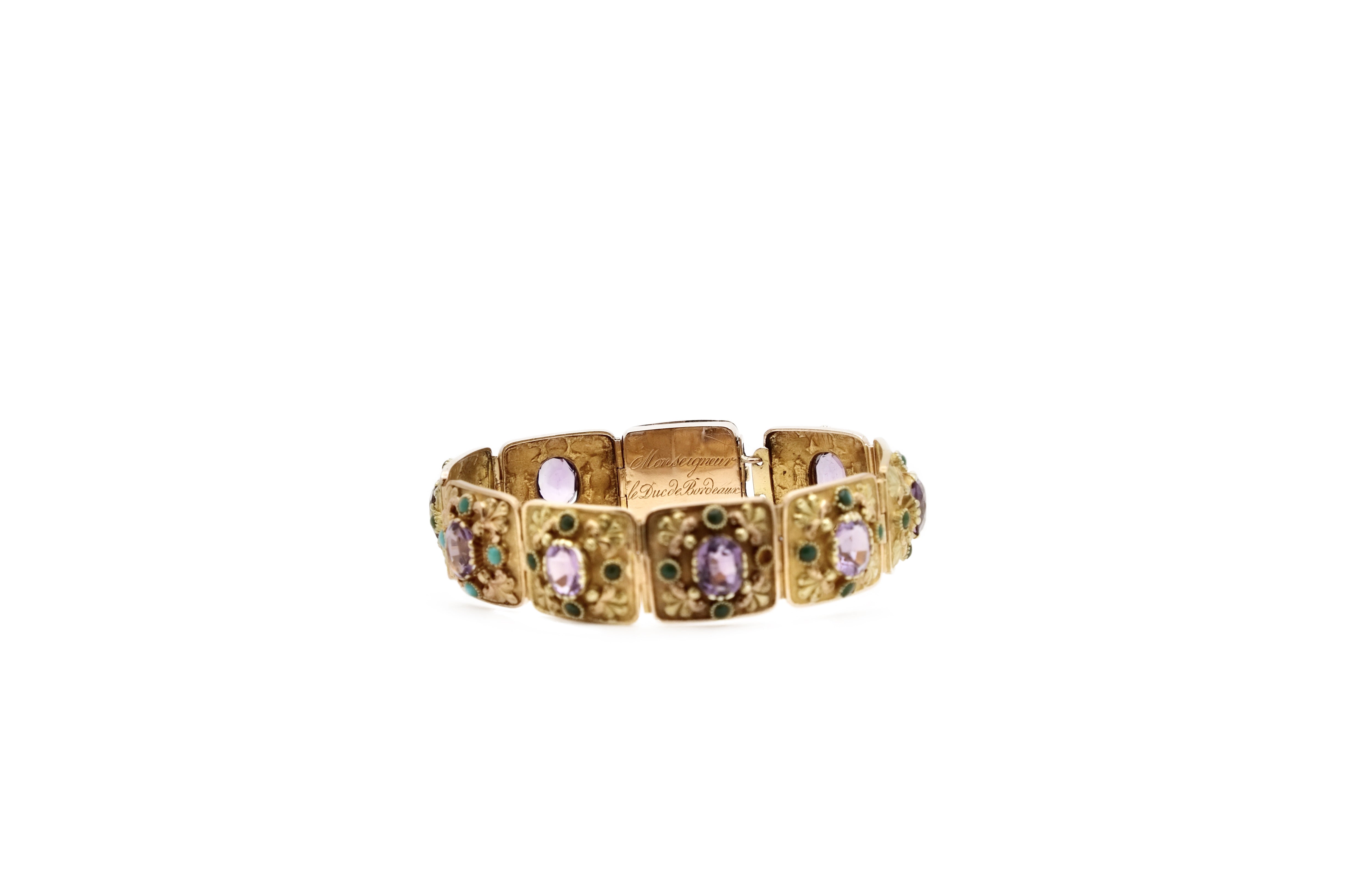 Bracelet ancien améthystes et turquoises