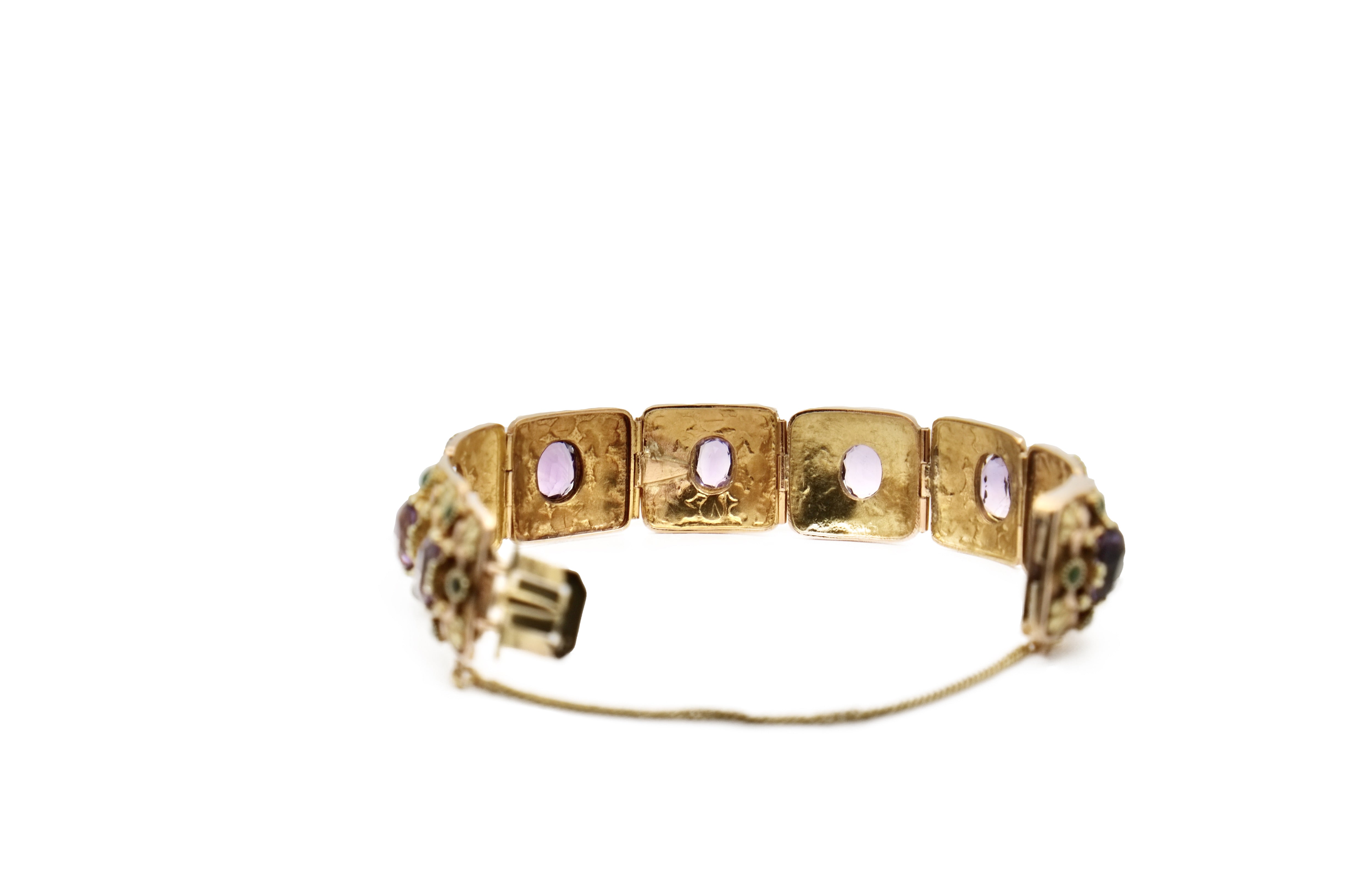 Bracelet ancien améthystes et turquoises