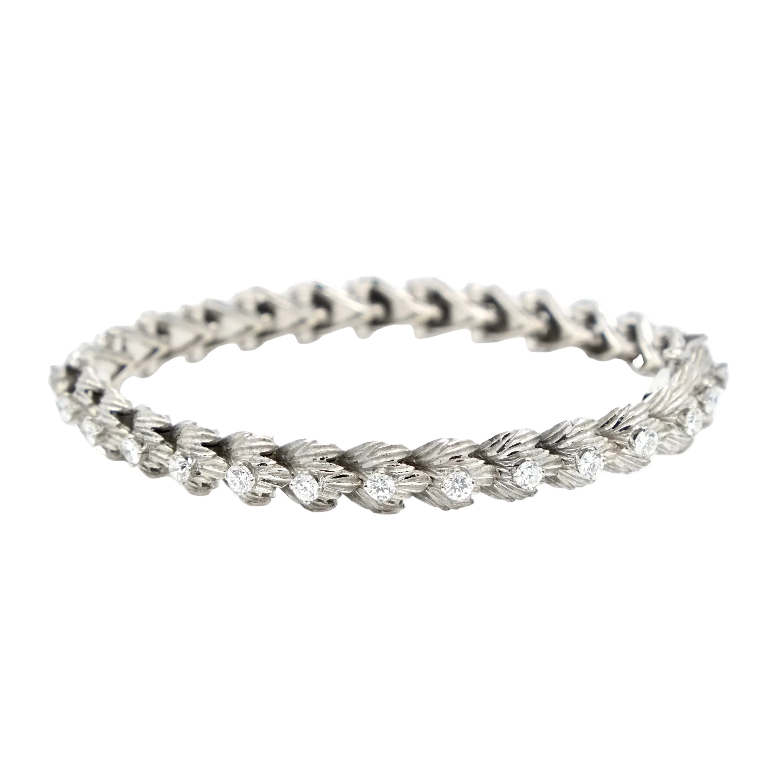 Bracelet articulé or gris et diamants