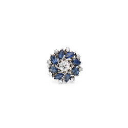 Bague fleur saphirs et diamant