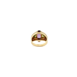 Bague Lilas en or jaune et améthyste et péridots