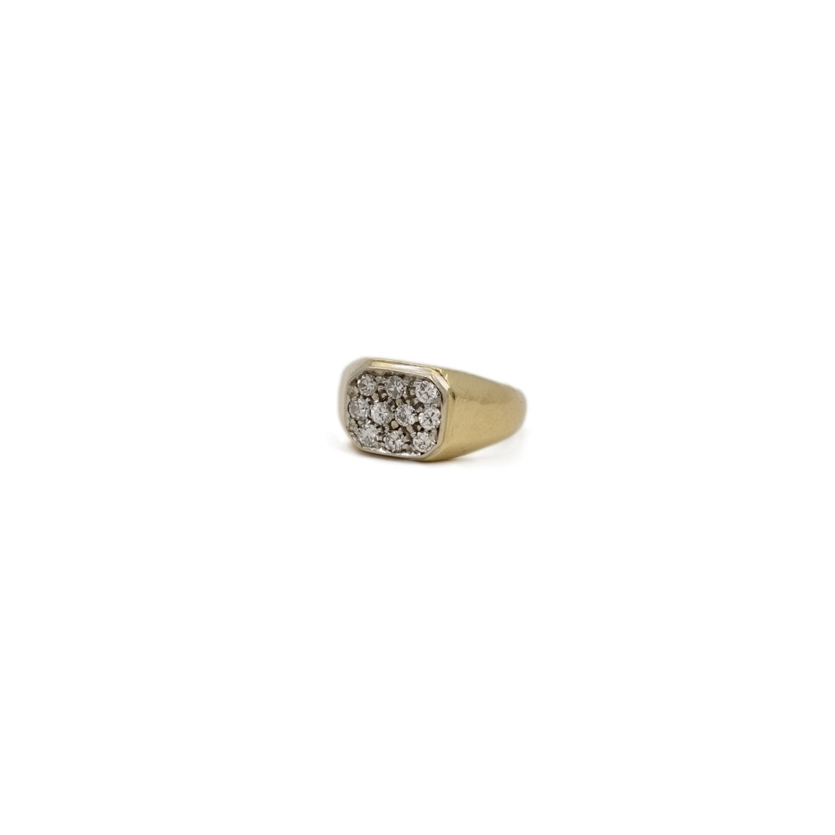Bague chevalière pavage en or jaune et diamants