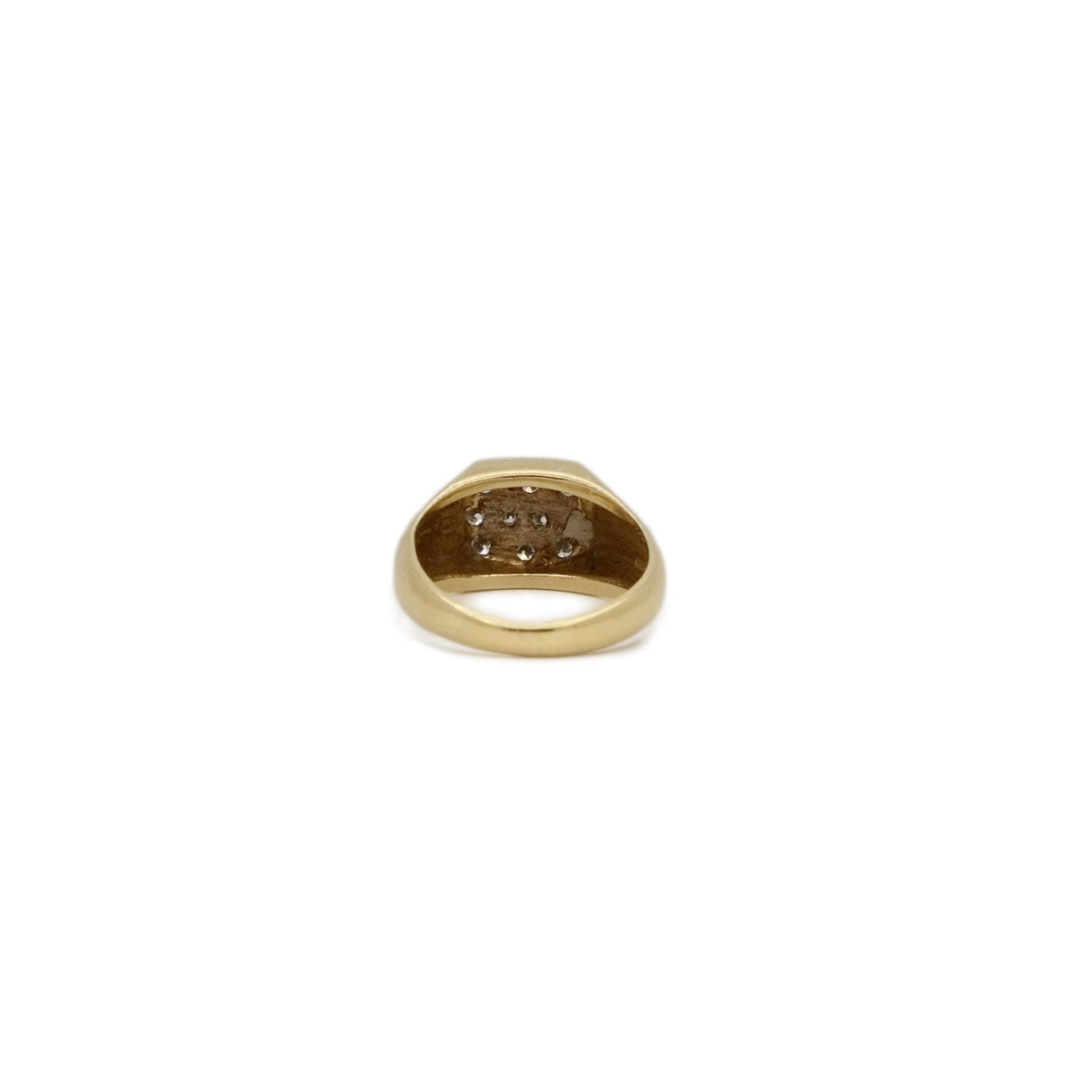 Bague chevalière pavage en or jaune et diamants
