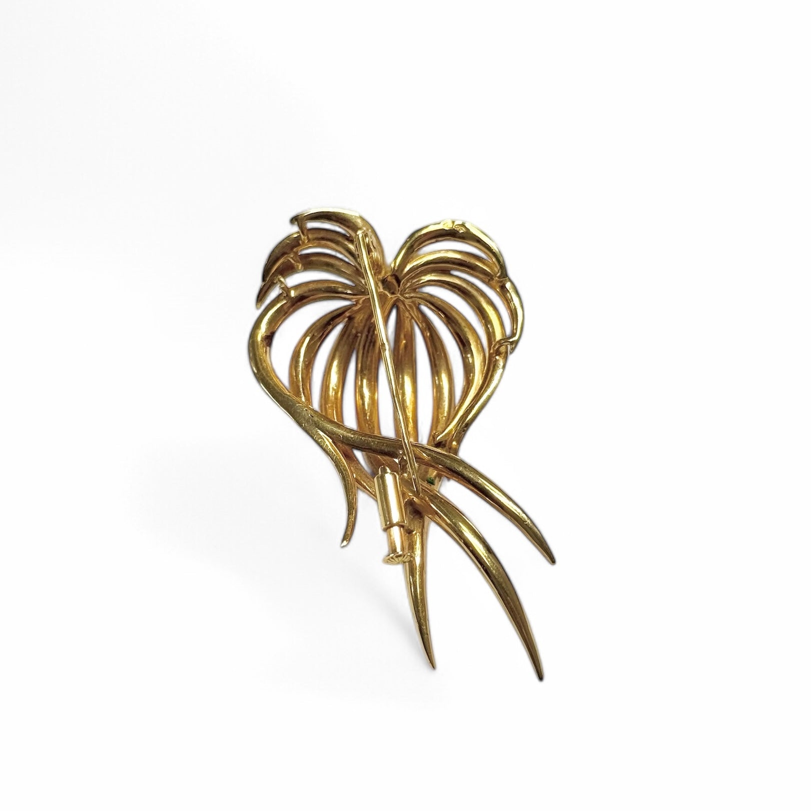 Broche « posidonie » or émaillé vert
