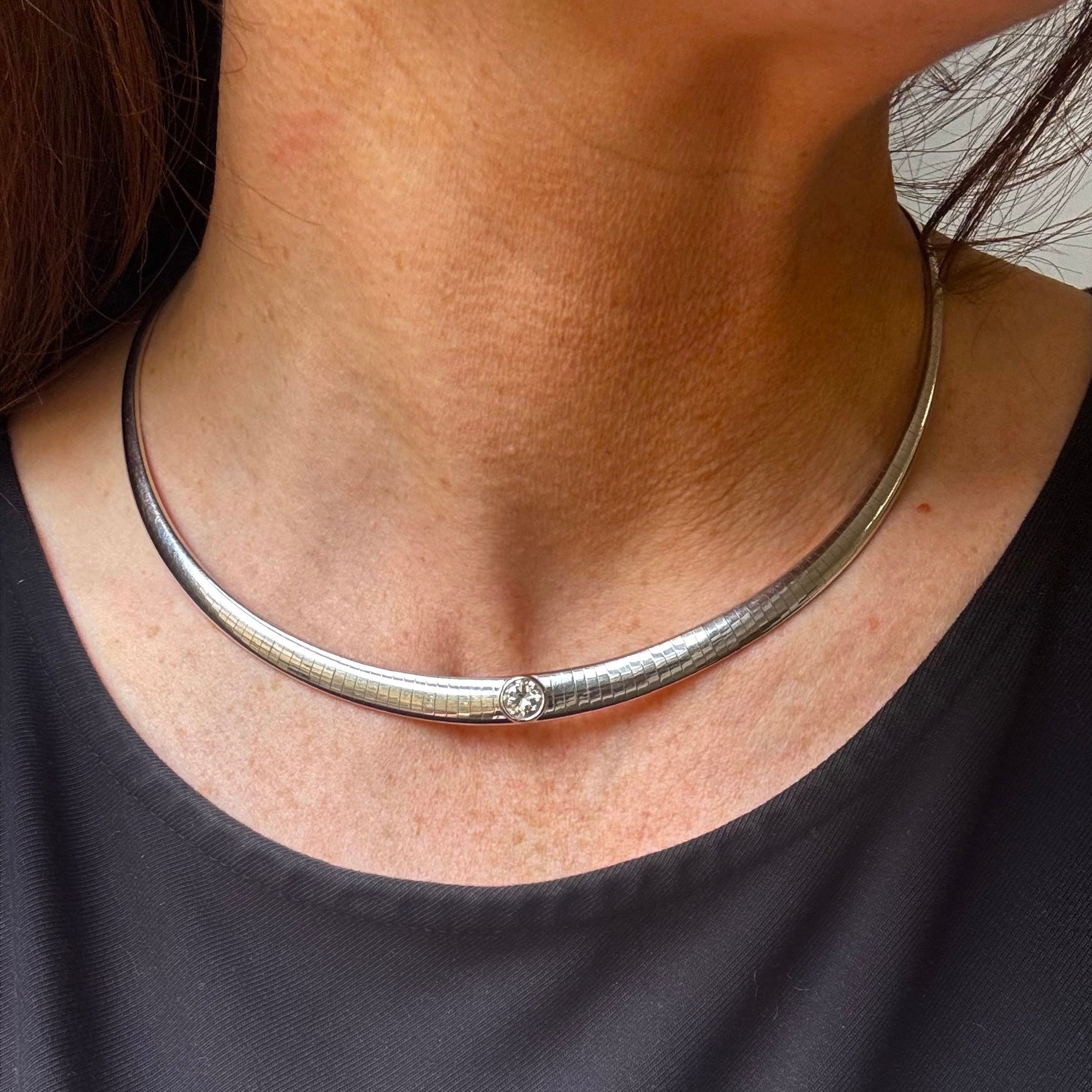 Collier diamant maille Oméga