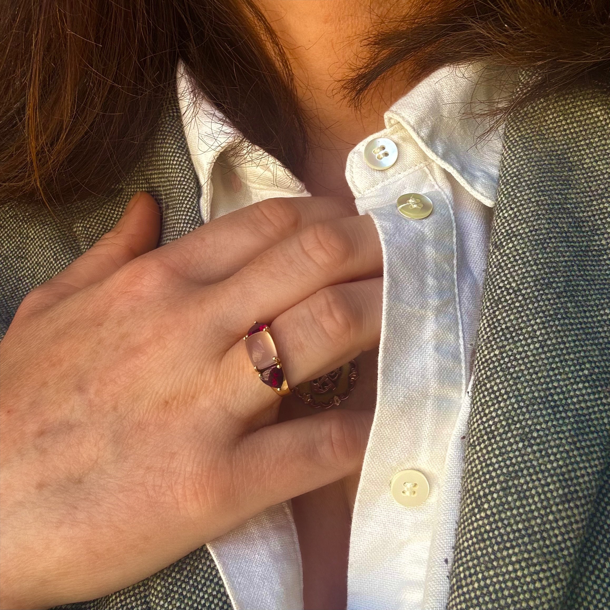 Bague quartz rose suiffé