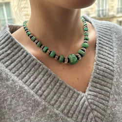 BOUCHERON necklace in platinum, emeralds, rock crystal, onyx and diamonds