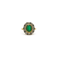 Bague ancienne émeraude et diamants