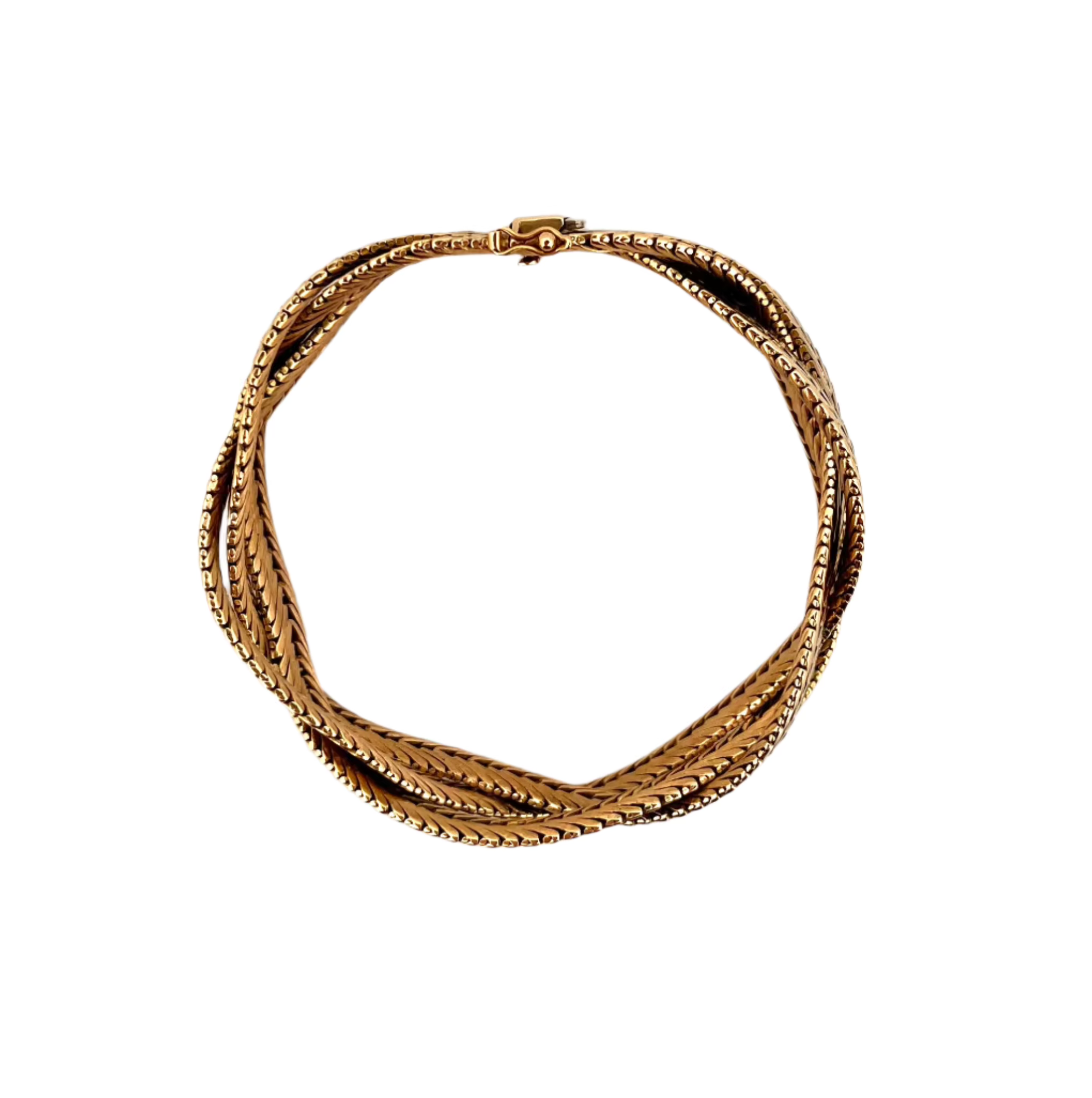 Flexible braided yellow gold bracelet