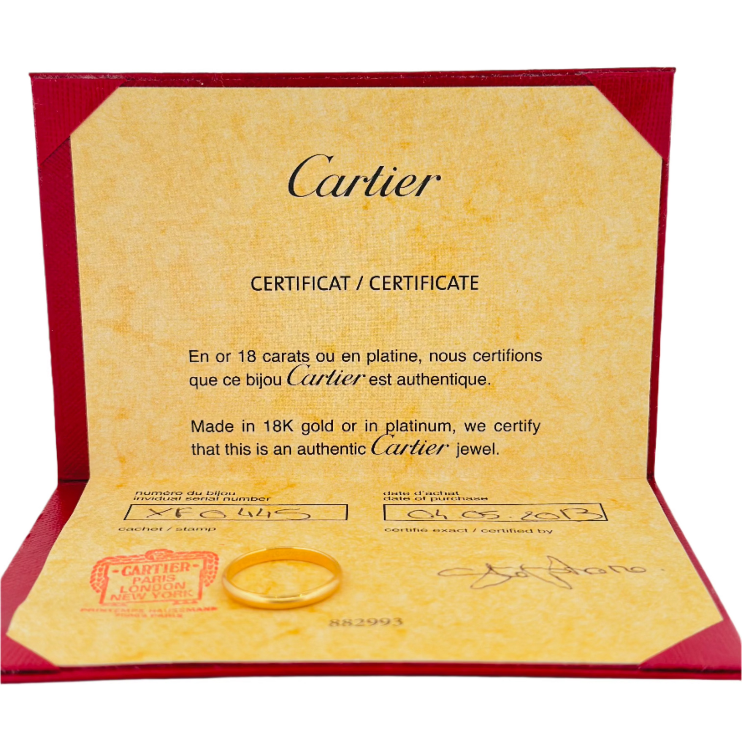 Bague Alliance CARTIER en or jaune