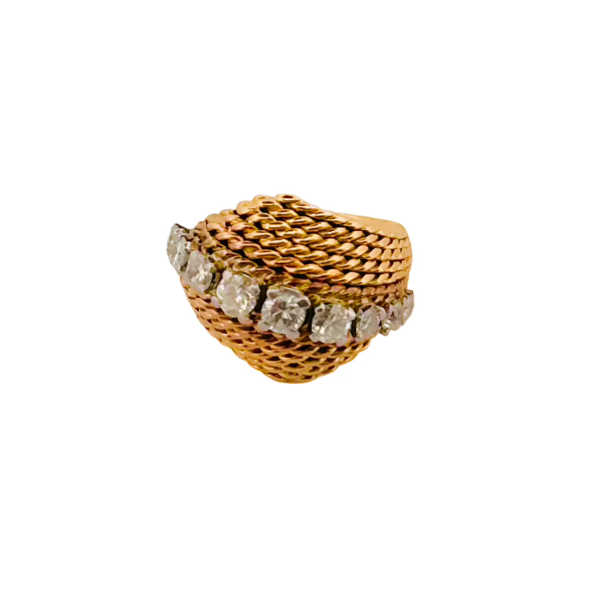 Bague or jaune, ligne de diamants