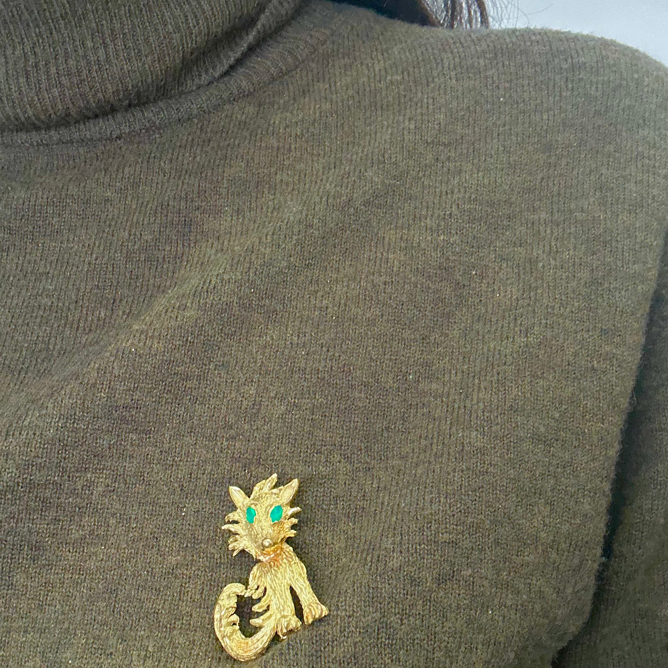 Broche Renard malicieux en or jaune