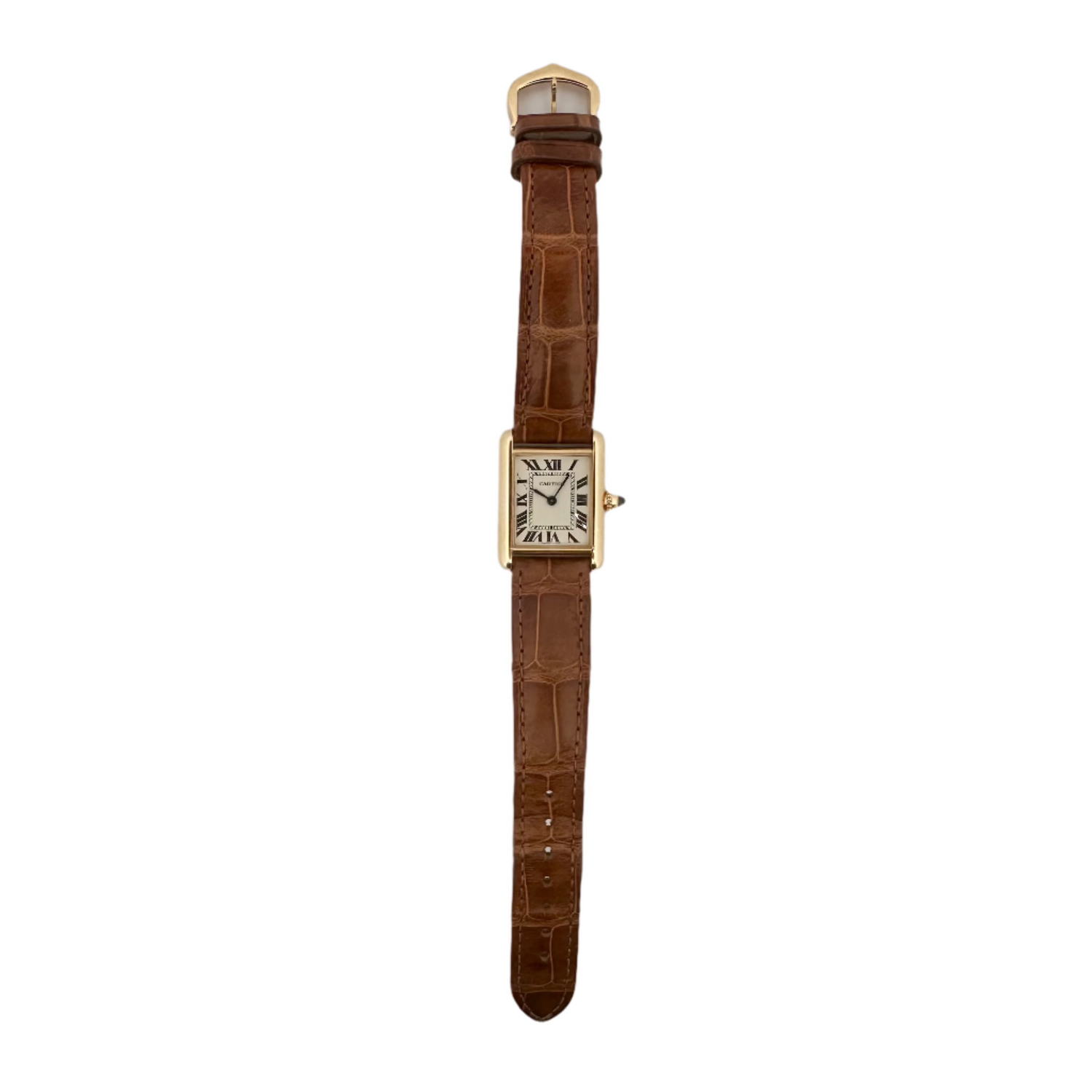 Montre Quartz CARTIER "Tank" en or jaune et cuir